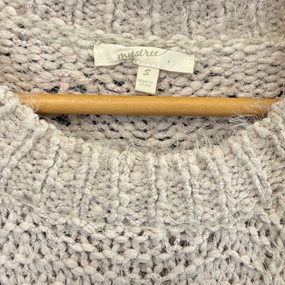 Mystree Cream Crew Neck Sweater with Textured Knit - Picture 3 of 4